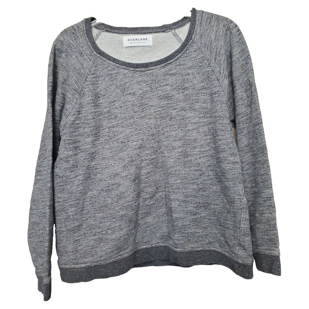 Everlane Women’s Heathered Gray Cropped Sweatshirt Long Sleeve Size Medium